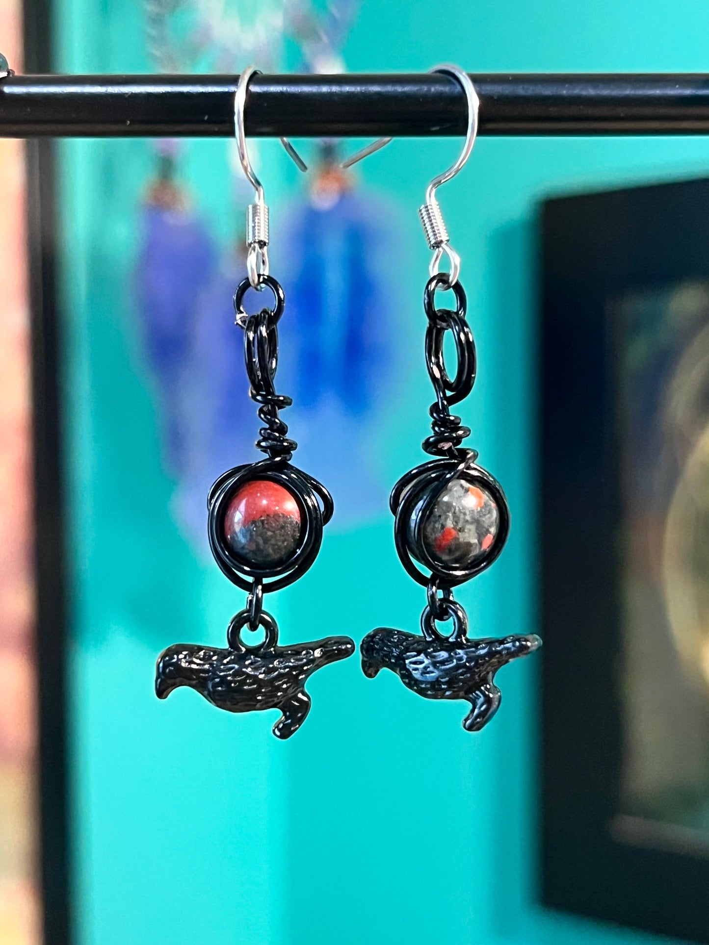 The Morrigan Goddess Earrings – Devotional Crystal & Charm Jewelry – Hypoallergenic Witchy Earrings