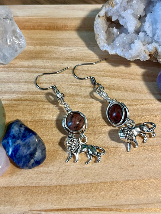 Sekhmet Goddess Earrings – Devotional Crystal & Charm Jewelry – Hypoallergenic Witchy Earrings