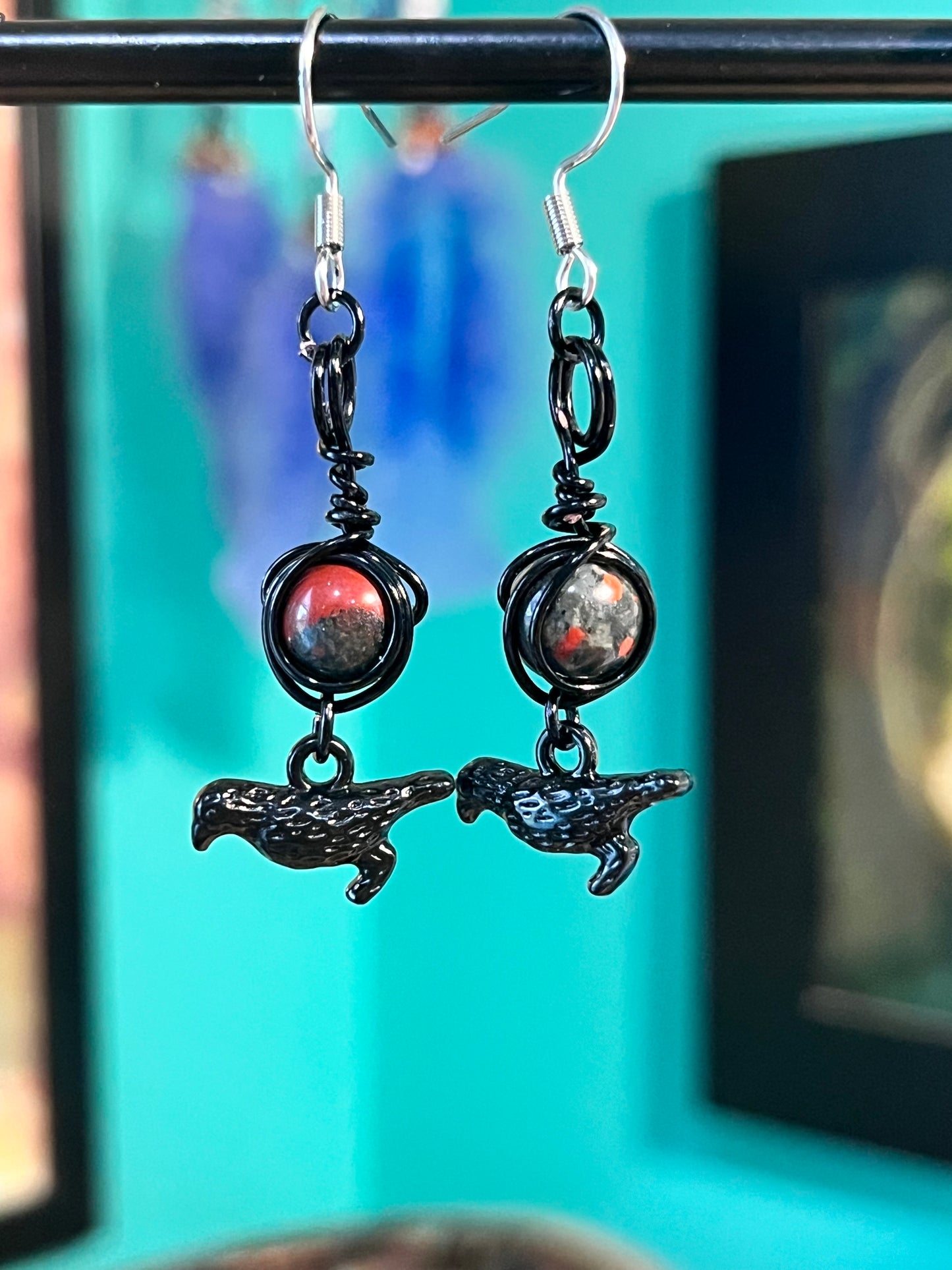 The Morrigan Goddess Earrings – Devotional Crystal & Charm Jewelry – Hypoallergenic Witchy Earrings
