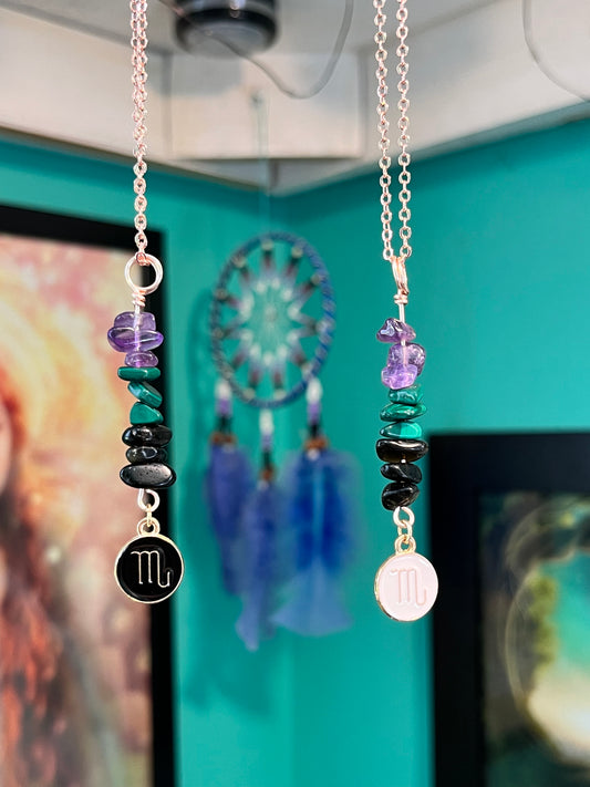 Scorpio Crystal Necklace I Handmade Wire Wrapped Zodiac Jewelry I Crystals for Scorpio