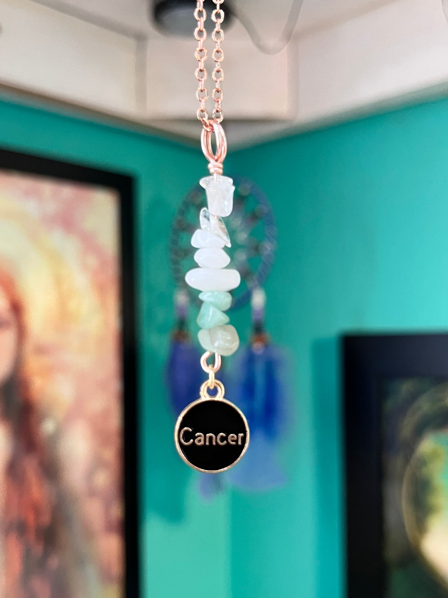 Cancer Crystal Necklace I Handmade Wire Wrapped Zodiac Jewelry I Crystals for Cancer