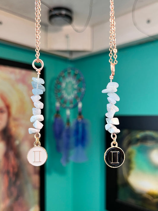 Gemini Crystal Necklace I Handmade Wire Wrapped Zodiac Jewelry I Crystals for Gemini