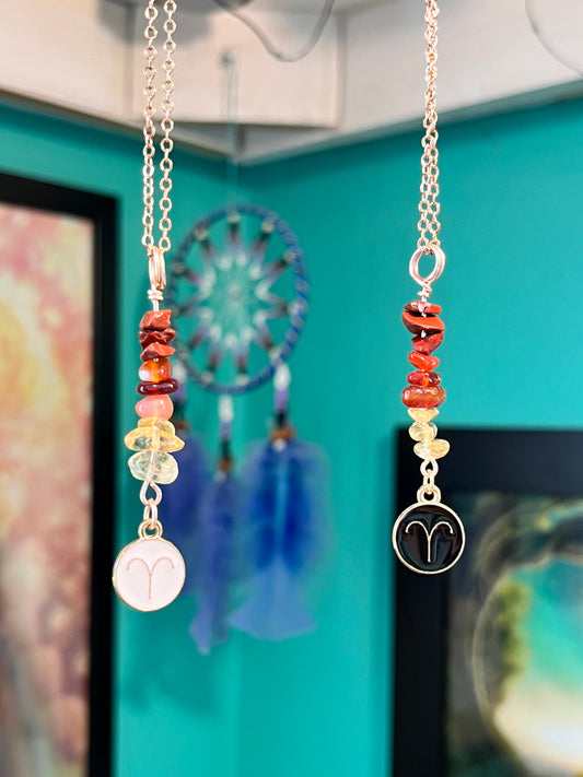 Aries Crystal Necklace I Handmade Wire Wrapped Zodiac Jewelry I Crystals for Aries