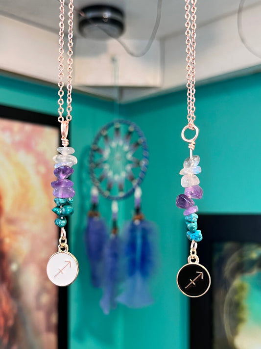 Sagittarius Crystal Necklace I Handmade Wire Wrapped Zodiac Jewelry I Crystals for Sagittarius