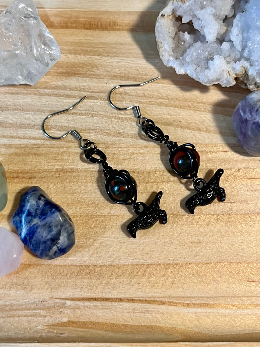 The Morrigan Goddess Earrings – Devotional Crystal & Charm Jewelry – Hypoallergenic Witchy Earrings