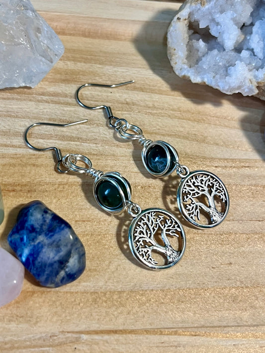 Gaia Goddess Earrings – Devotional Crystal & Charm Jewelry – Hypoallergenic Witchy Earrings