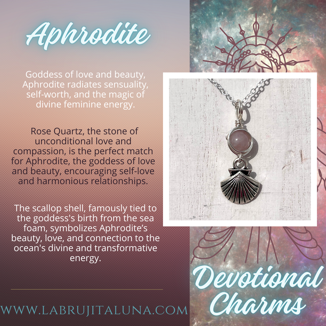 Aphrodite Devotional Charm – Goddess-Inspired Crystal Necklaces | Altar Talisman | Traveling Altars for Daily Connection & Devotion
