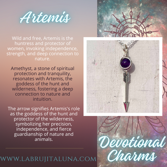 Artemis Devotional Charm – Goddess-Inspired Crystal Necklaces | Altar Talisman | Traveling Altars for Daily Connection & Devotion