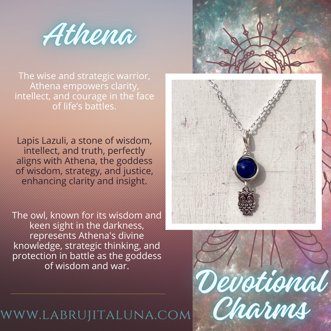 Athena Devotional Charm – Goddess-Inspired Crystal Necklaces | Altar Talisman | Traveling Altars for Daily Connection & Devotion