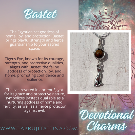 Bastet Devotional Charm – Goddess-Inspired Crystal Necklaces | Altar Talisman | Traveling Altars for Daily Connection & Devotion