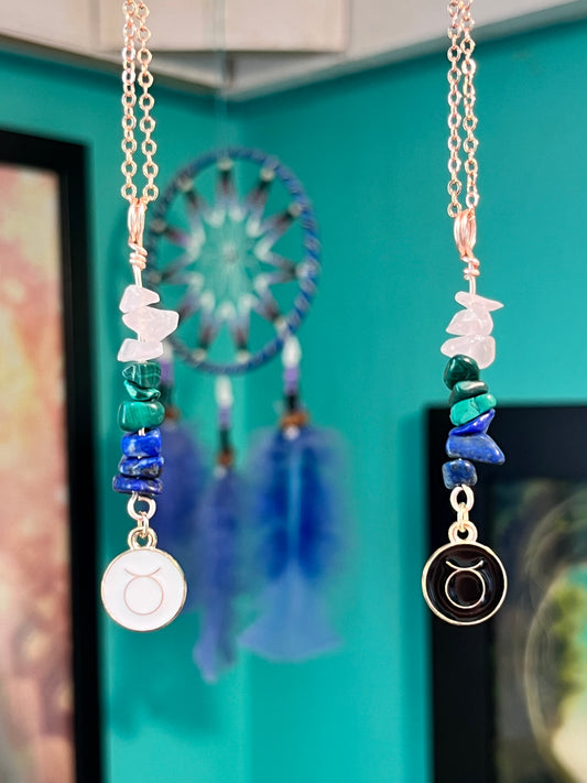 Taurus Crystal Necklace I Handmade Wire Wrapped Zodiac Jewelry I Crystals for Taurus