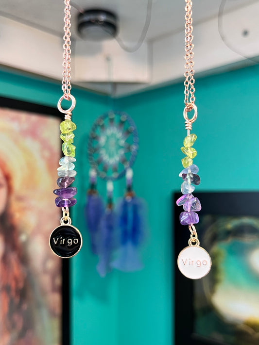 Virgo Crystal Necklace I Handmade Wire Wrapped Zodiac Jewelry I Crystals for Virgo