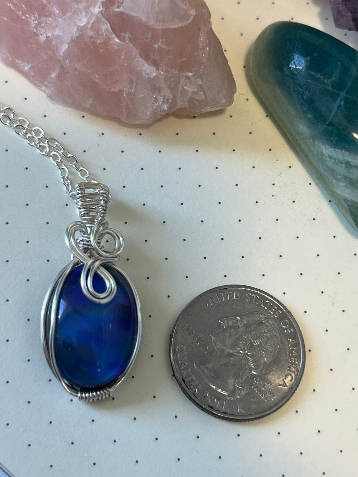 Aurora Opal Necklace | Wire Wrapped Crystal Healing Pendant with Chain | Uplifting ~ Creativity ~ Discovery