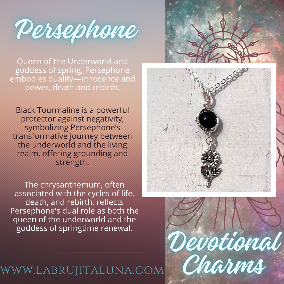 Persephone Devotional Charm – Goddess-Inspired Crystal Necklaces | Altar Talisman | Traveling Altars for Daily Connection & Devotion