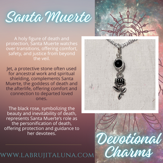 Santa Muerte Devotional Charm – Goddess-Inspired Crystal Necklaces | Altar Talisman | Traveling Altars for Daily Connection & Devotion