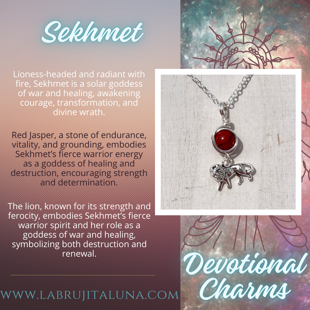 Sekhmet Devotional Charm – Goddess-Inspired Crystal Necklaces | Altar Talisman | Traveling Altars for Daily Connection & Devotion