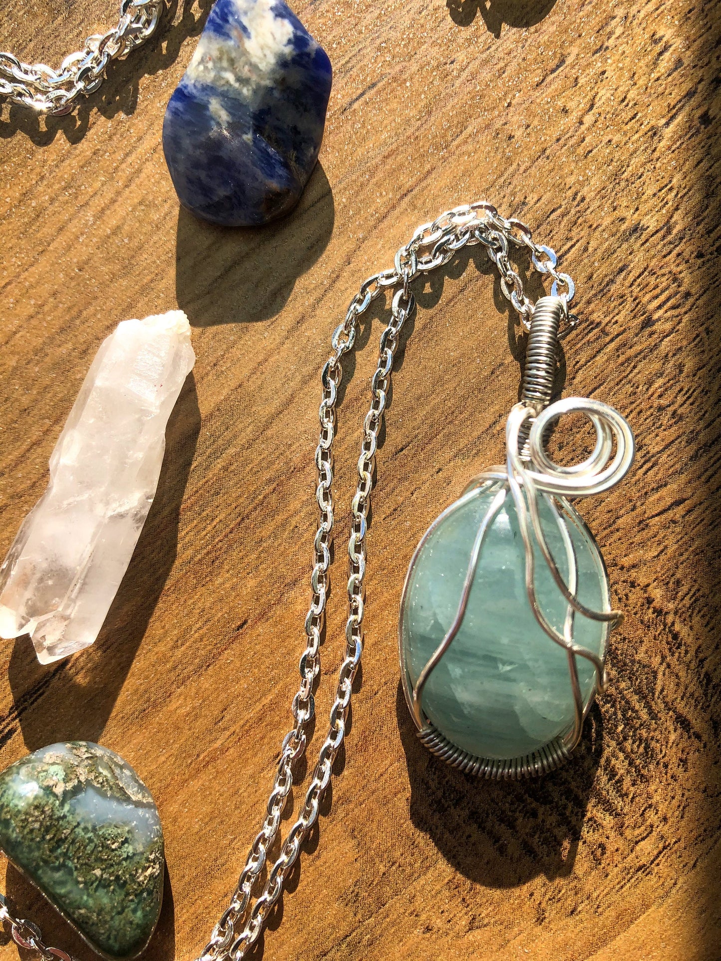 Aquamarine crystal necklace