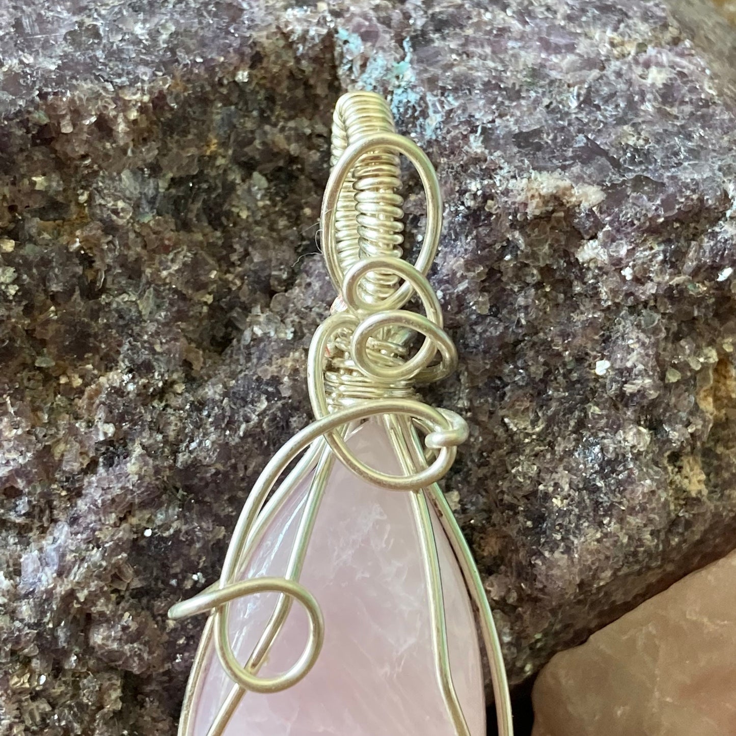 Kunzite Necklace, Wire Wrapped Crystal Pendant with Chain, Soothing ~ Self-Love ~ Self-Expression