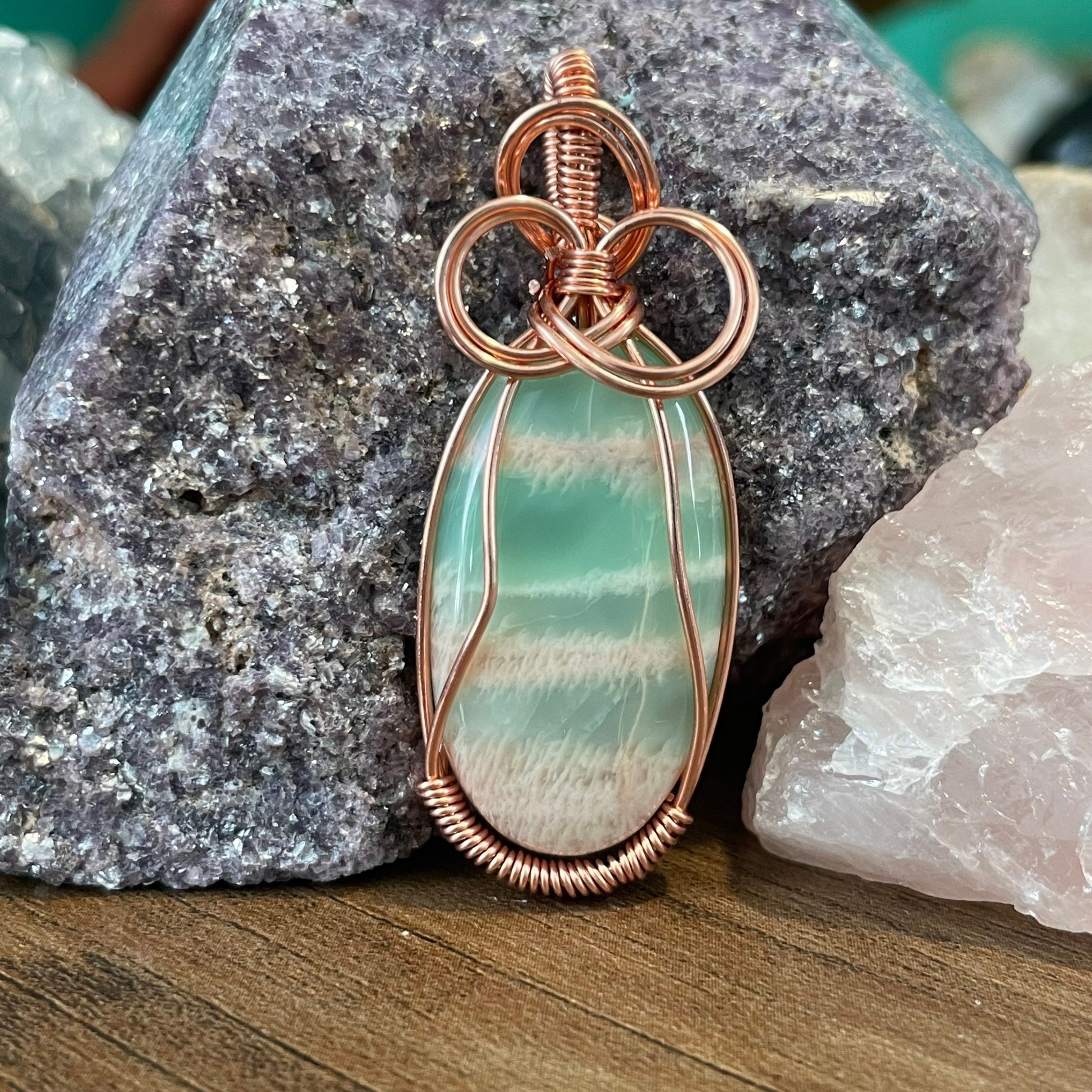 wire wrapped crystal necklace