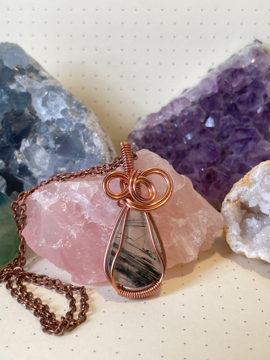 Prehnite Necklace, Wire Wrapped Crystal Pendant with Chain, Healing ~ Acceptance ~ Letting Go