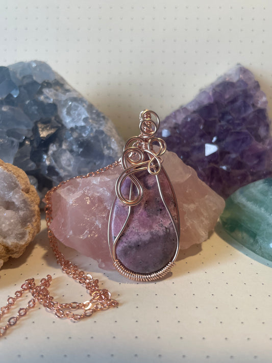Pink Cobalto Calcite  Necklace, Wire Wrapped Crystal Pendant with Chain, Pink Calcite, Healing ~ Nurtures ~ Hope