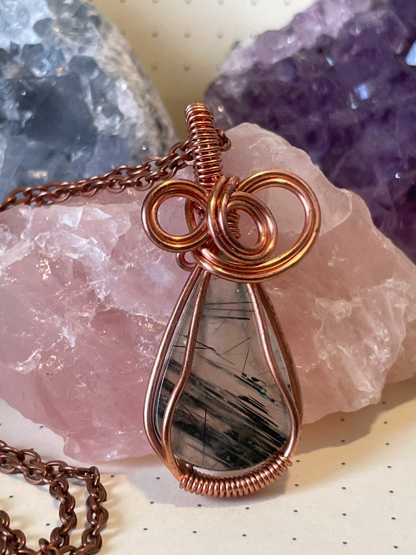 Prehnite Necklace, Wire Wrapped Crystal Pendant with Chain, Healing ~ Acceptance ~ Letting Go