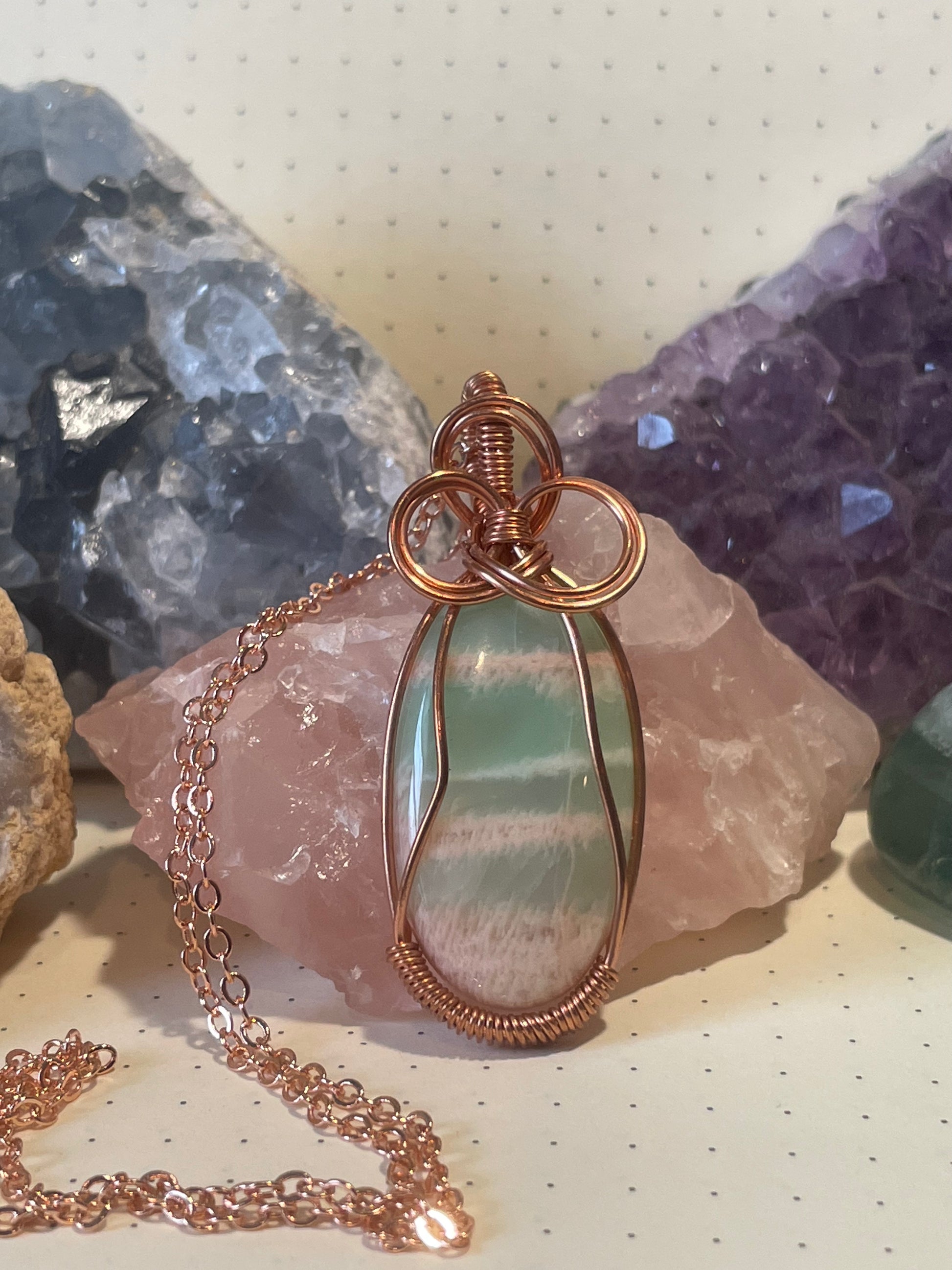 Amazonite Crystal Neclace with Chain