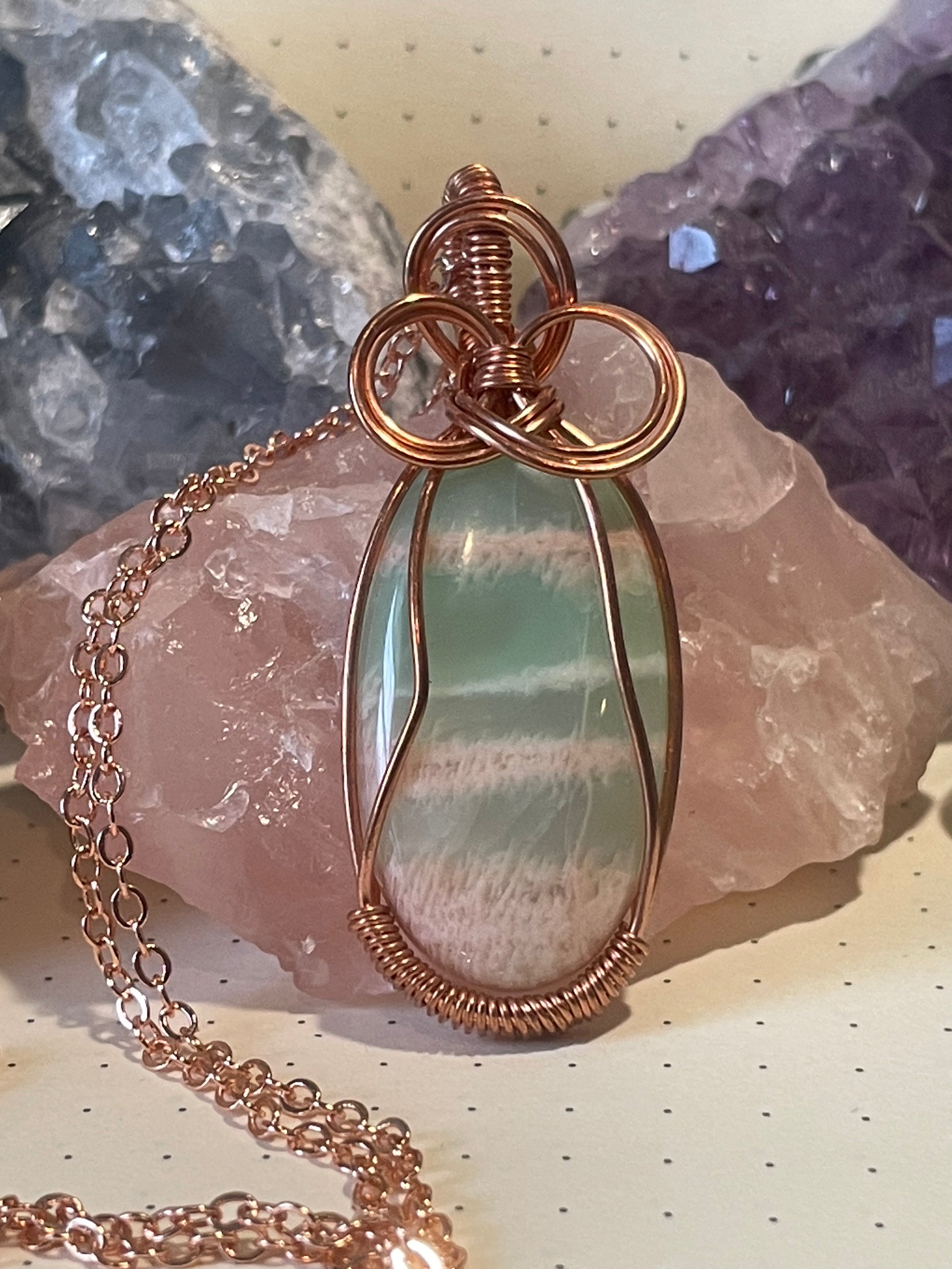 Bi-Color Amazonite Crystal necklace