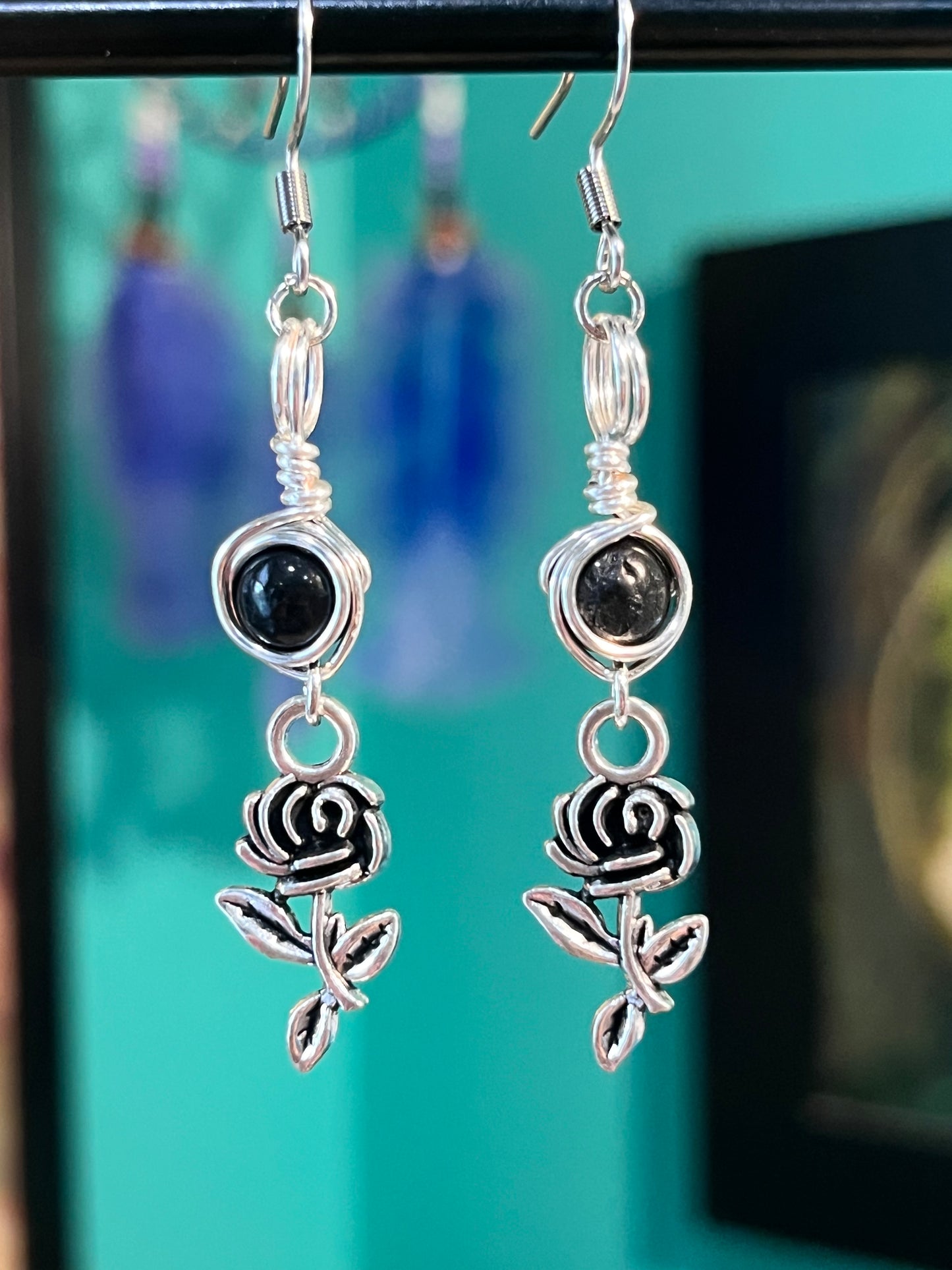 Santa Muerte Goddess Earrings – Devotional Crystal & Charm Jewelry – Hypoallergenic Witchy Earrings