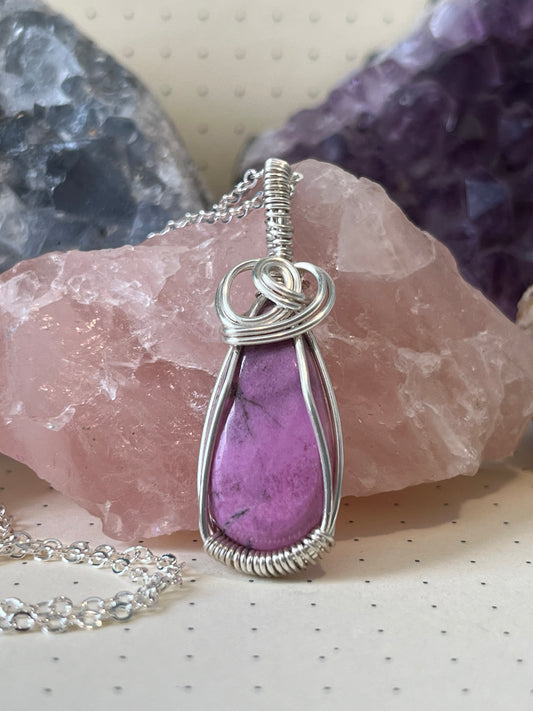 Pink Cobalto Calcite Necklace, , Wire Wrapped Crystal Pendant with Chain, Healing ~ Nurtures ~ Hope