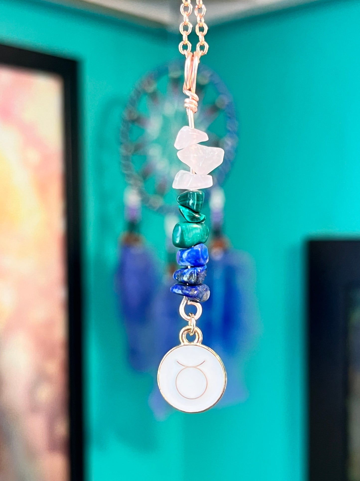 Taurus Crystal Necklace I Handmade Wire Wrapped Zodiac Jewelry I Crystals for Taurus