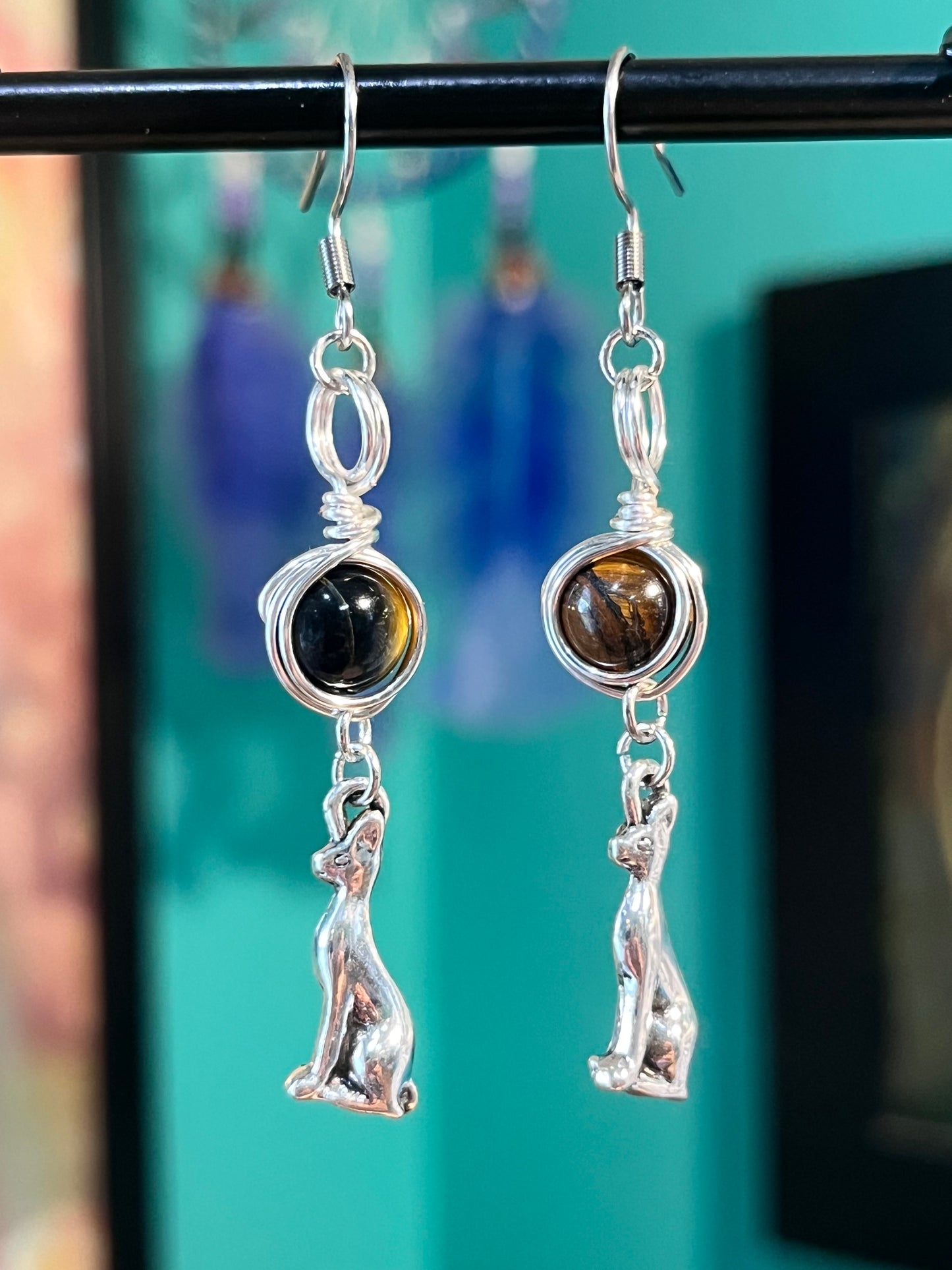 Bastet Goddess Earrings – Devotional Crystal & Charm Jewelry – Hypoallergenic Witchy Earrings