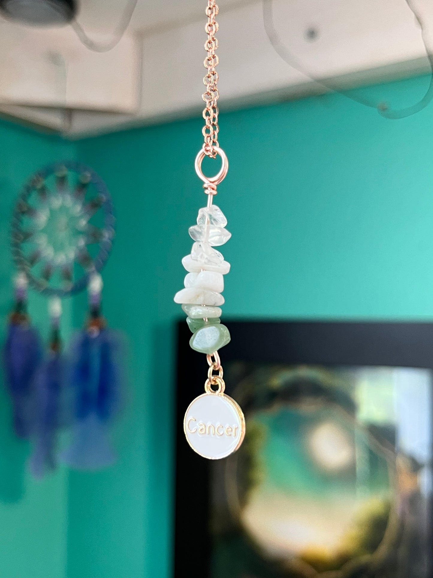 Cancer Crystal Necklace I Handmade Wire Wrapped Zodiac Jewelry I Crystals for Cancer