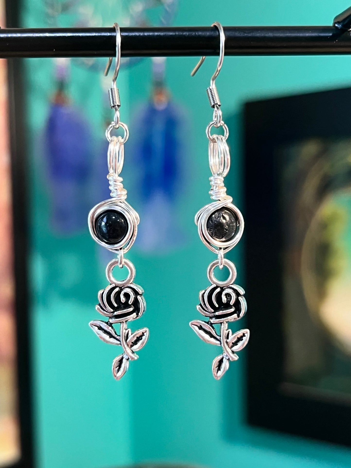 Santa Muerte Goddess Earrings – Devotional Crystal & Charm Jewelry – Hypoallergenic Witchy Earrings