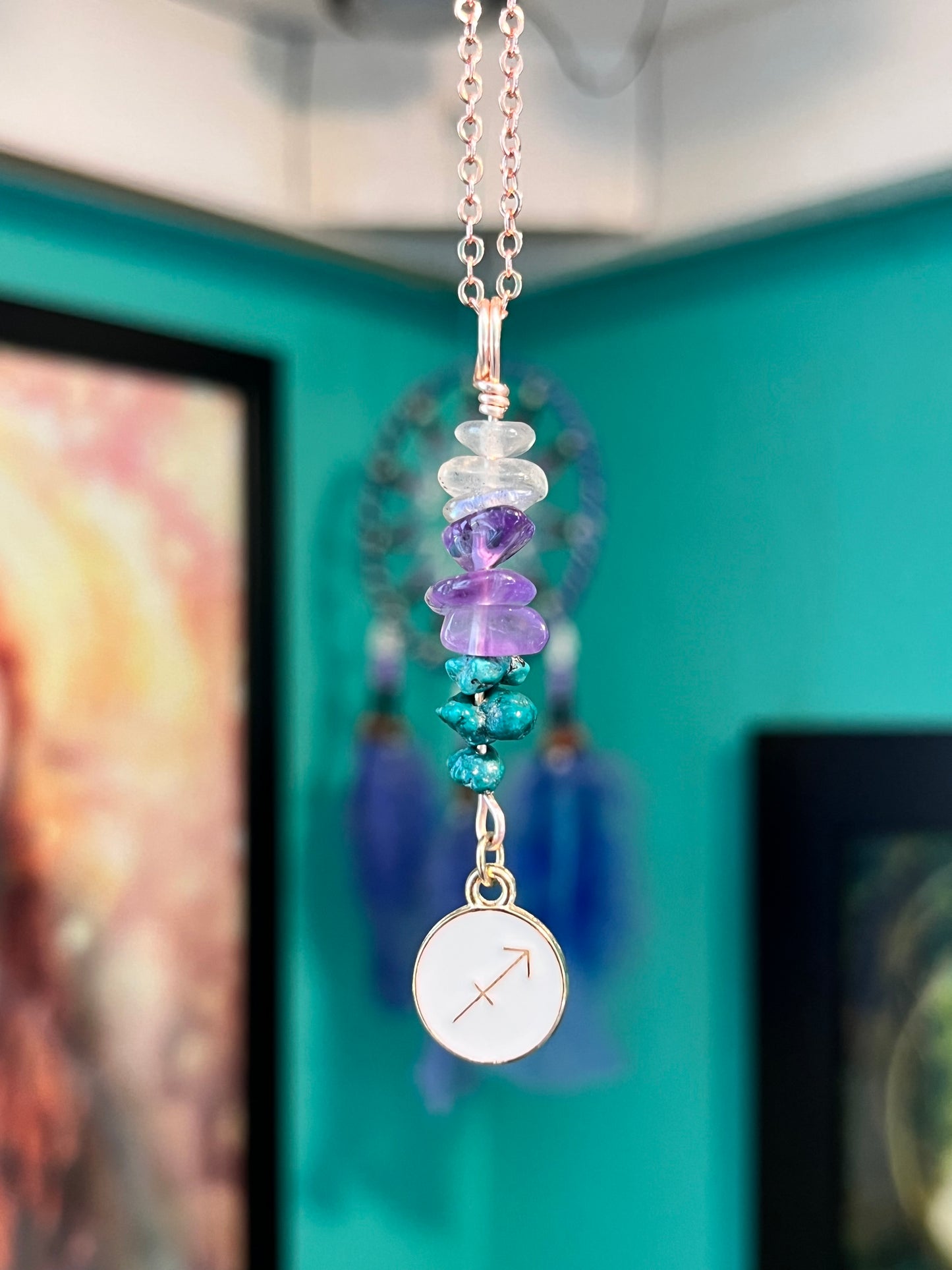 Sagittarius Crystal Necklace I Handmade Wire Wrapped Zodiac Jewelry I Crystals for Sagittarius