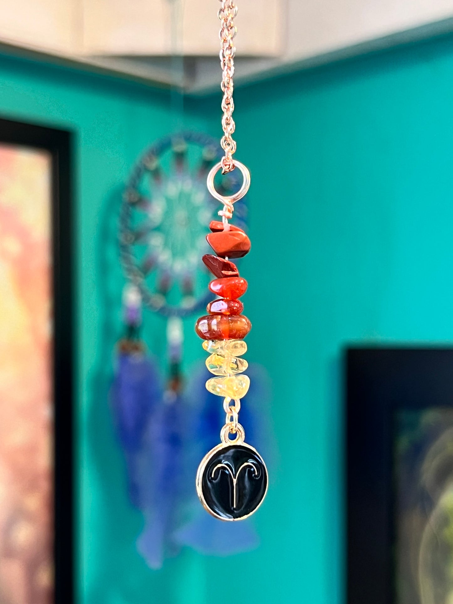 Aries Crystal Necklace I Handmade Wire Wrapped Zodiac Jewelry I Crystals for Aries