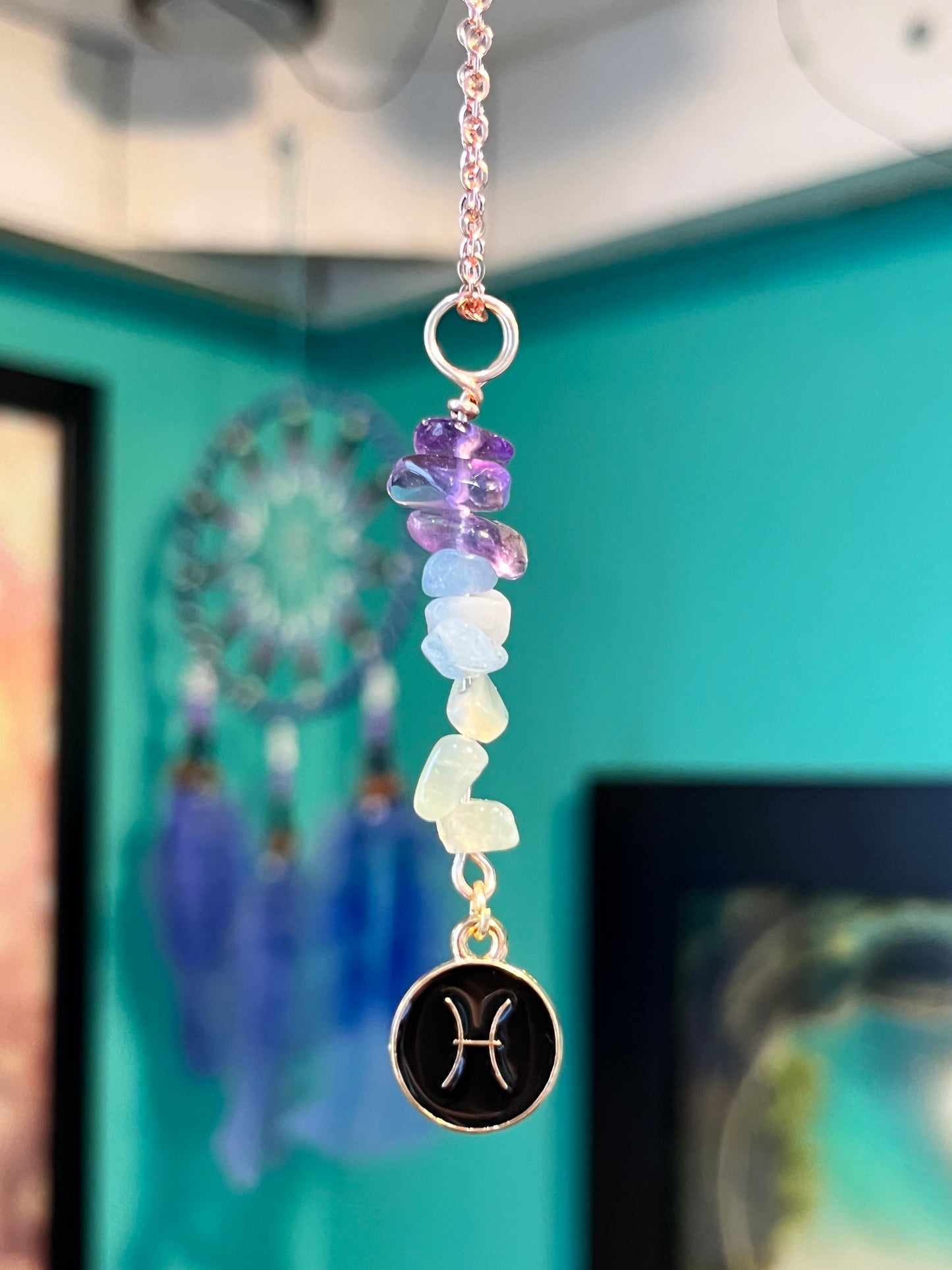 Pisces Crystal Necklace I Handmade Wire Wrapped Zodiac Jewelry I Crystals for Pisces