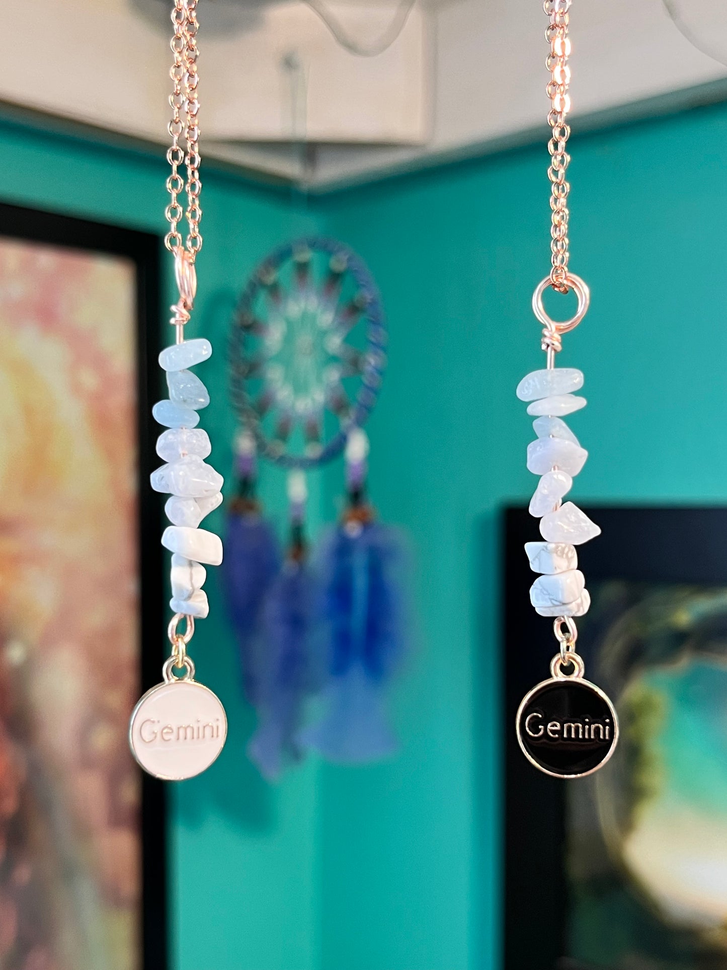 Gemini Crystal Necklace I Handmade Wire Wrapped Zodiac Jewelry I Crystals for Gemini