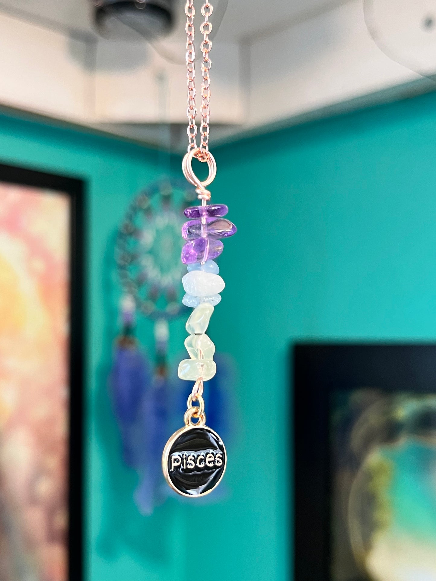 Pisces Crystal Necklace I Handmade Wire Wrapped Zodiac Jewelry I Crystals for Pisces