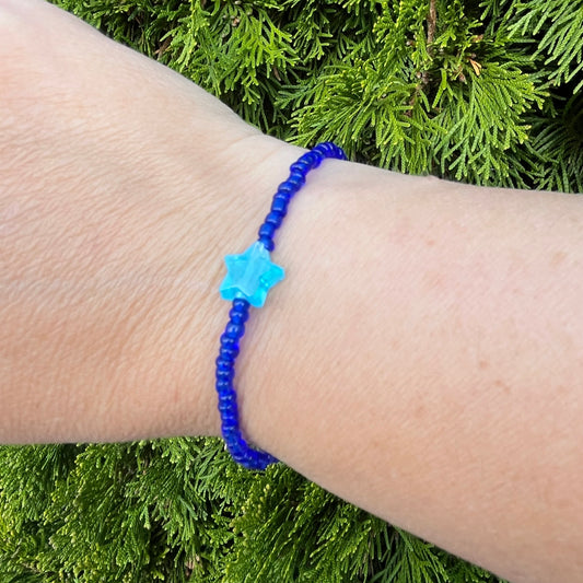 Blue Friendship Bracelet with Star - Light of a Billion Brilliant Stars - Bracelet of Support and Solidarity