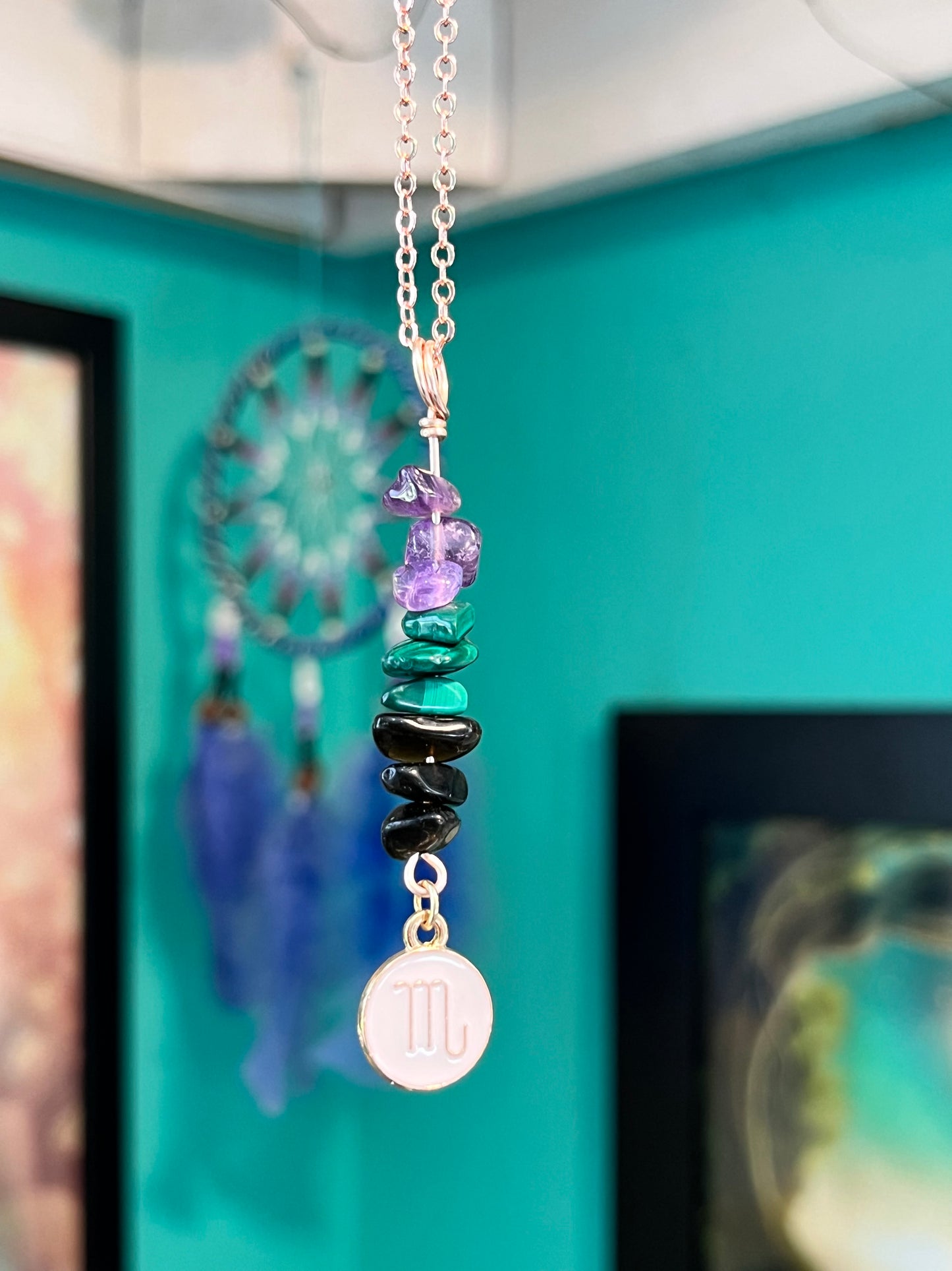 Scorpio Crystal Necklace I Handmade Wire Wrapped Zodiac Jewelry I Crystals for Scorpio