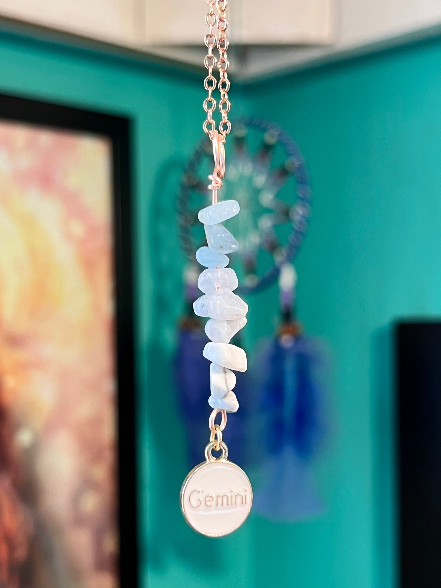 Gemini Crystal Necklace I Handmade Wire Wrapped Zodiac Jewelry I Crystals for Gemini