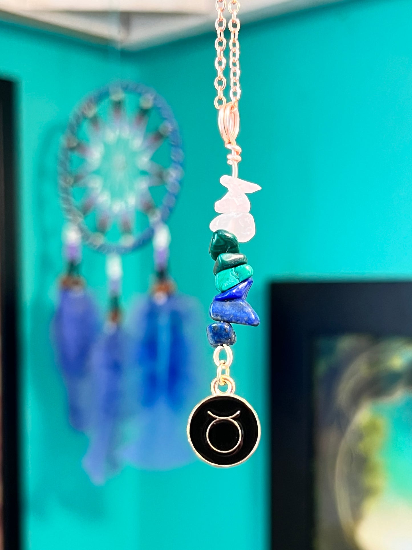 Taurus Crystal Necklace I Handmade Wire Wrapped Zodiac Jewelry I Crystals for Taurus