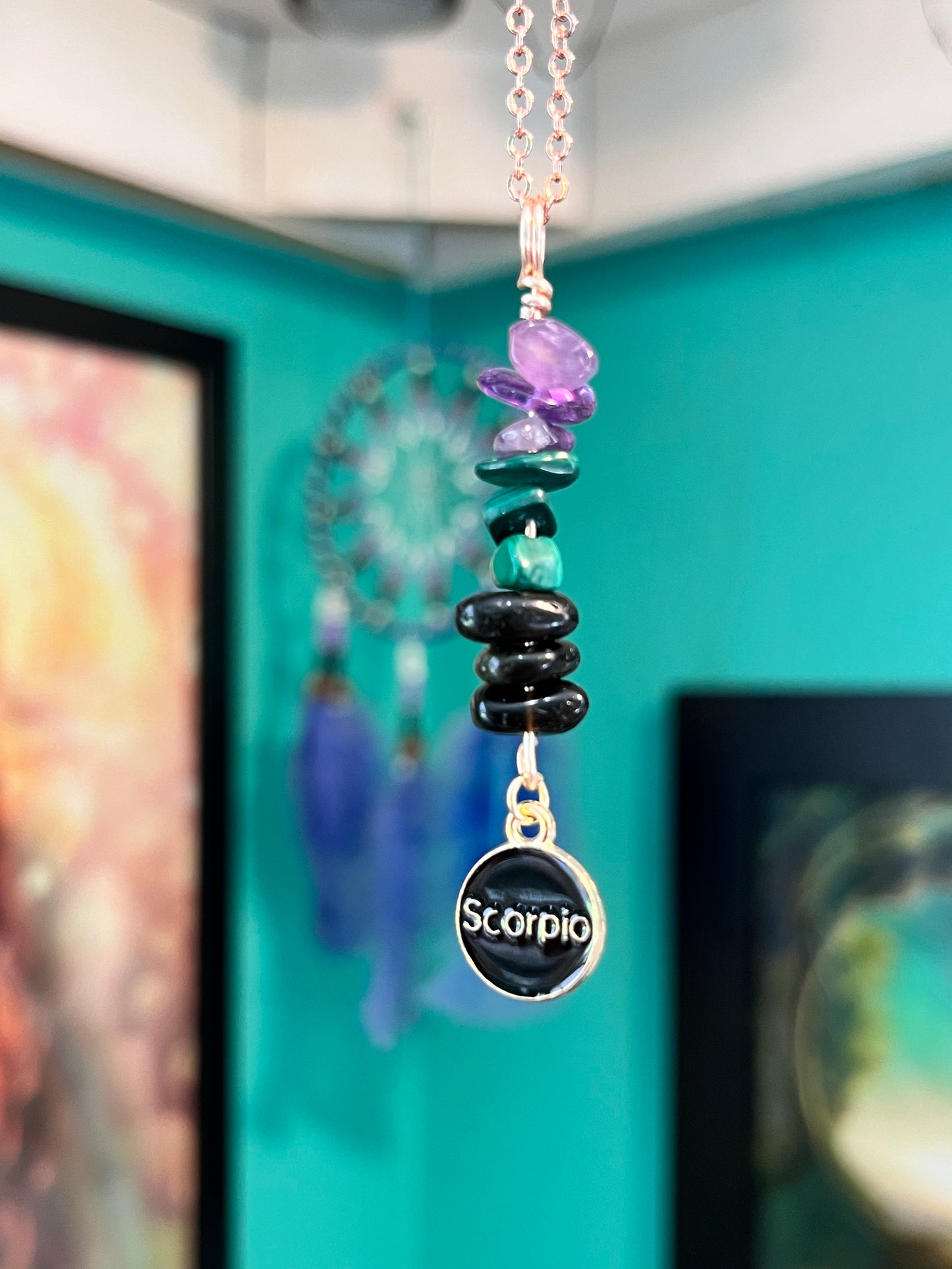Scorpio Crystal Necklace I Handmade Wire Wrapped Zodiac Jewelry I Crystals for Scorpio