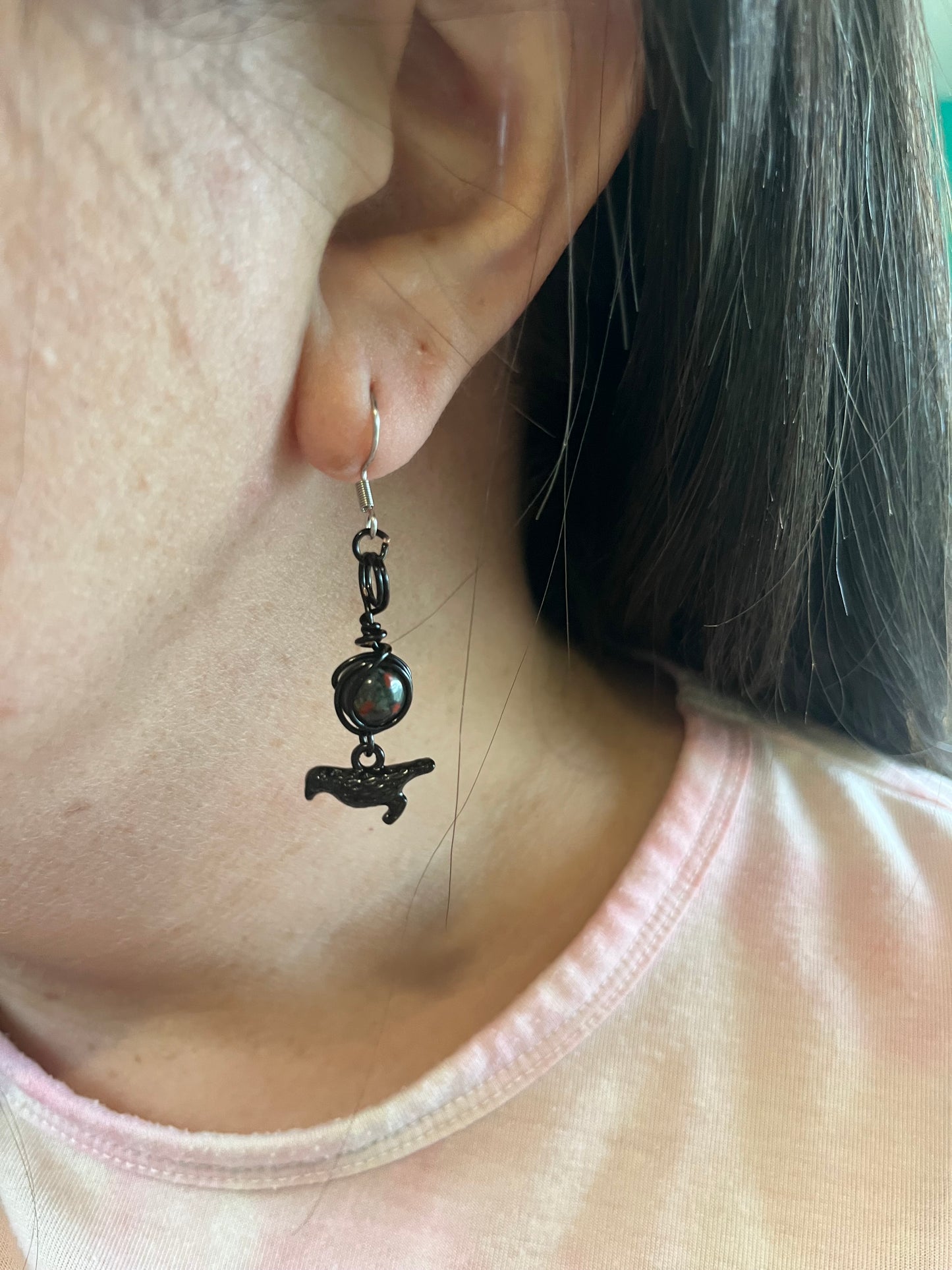 The Morrigan Goddess Earrings – Devotional Crystal & Charm Jewelry – Hypoallergenic Witchy Earrings