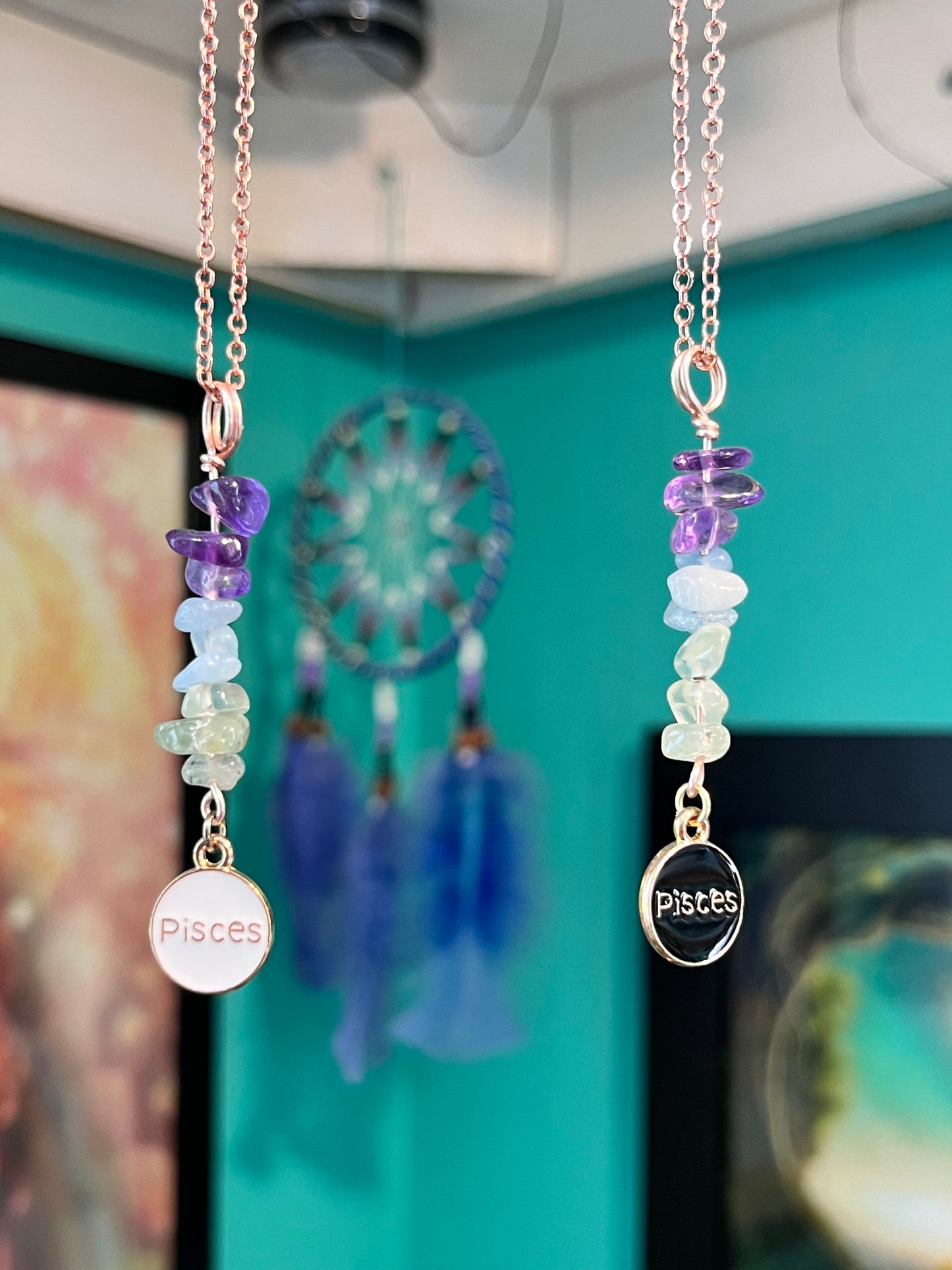 Pisces Crystal Necklace I Handmade Wire Wrapped Zodiac Jewelry I Crystals for Pisces