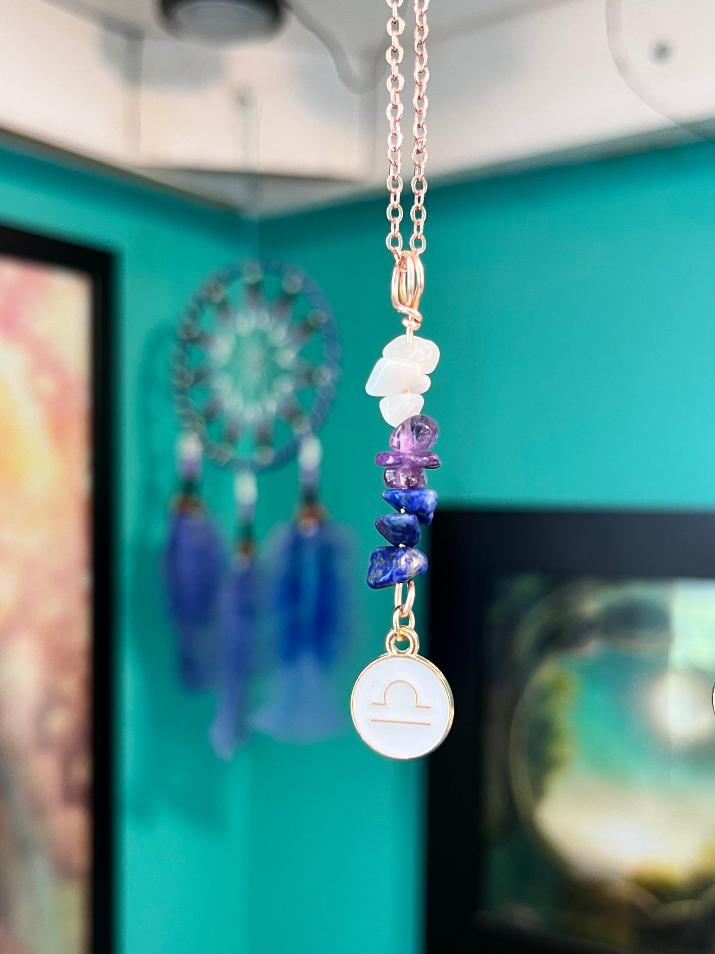Libra Crystal Necklace I Handmade Wire Wrapped Zodiac Jewelry I Crystals for Libra