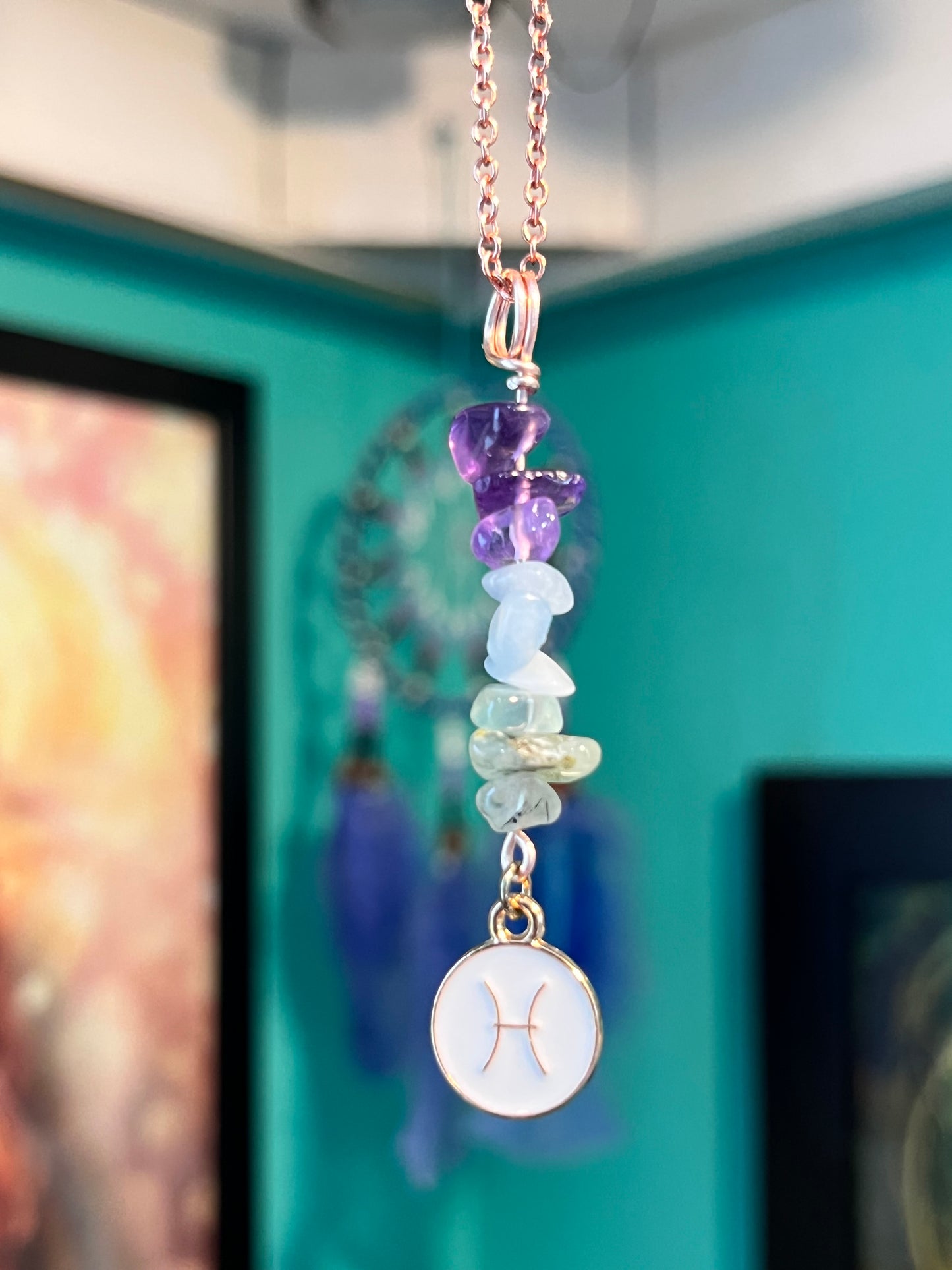 Pisces Crystal Necklace I Handmade Wire Wrapped Zodiac Jewelry I Crystals for Pisces