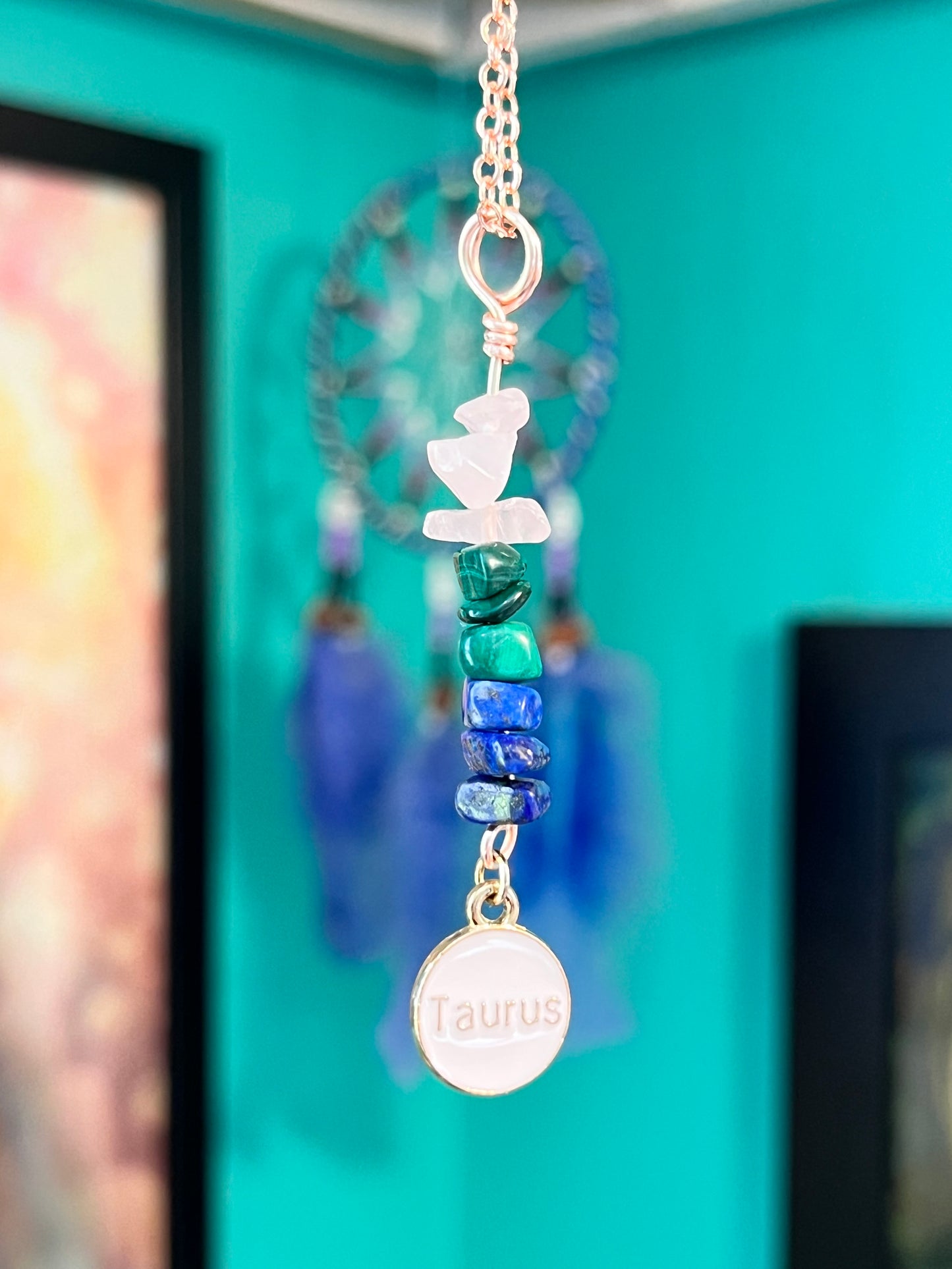 Taurus Crystal Necklace I Handmade Wire Wrapped Zodiac Jewelry I Crystals for Taurus