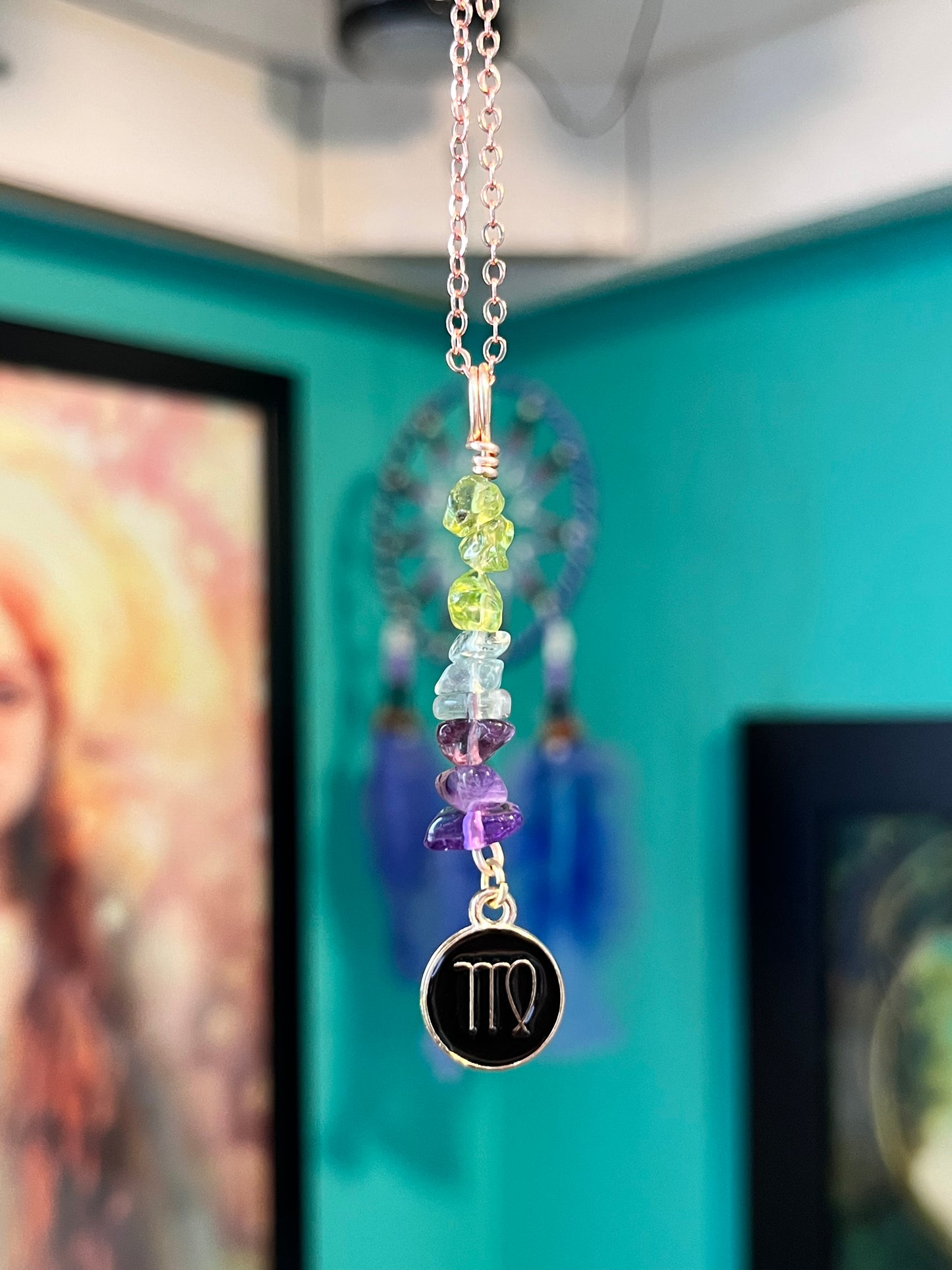 Virgo Crystal Necklace I Handmade Wire Wrapped Zodiac Jewelry I Crystals for Virgo